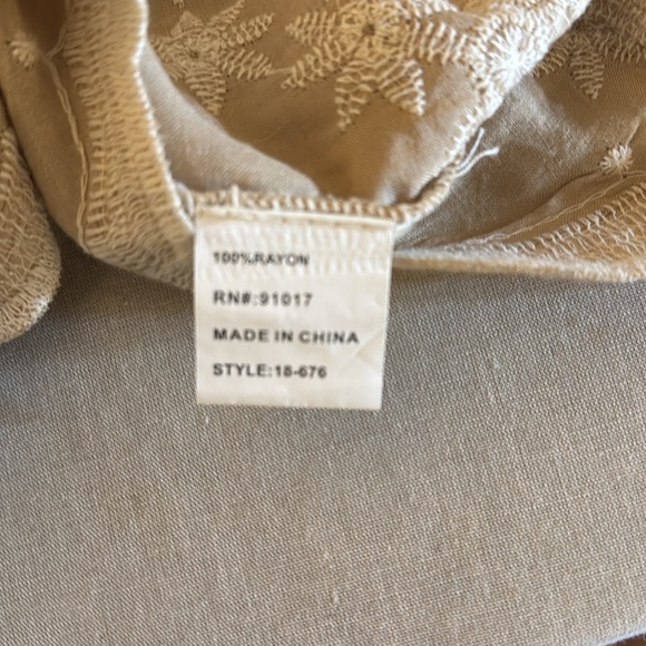 Solitaire Cream Embroidered 3/4 Sleeve Blouse - Picture 5 of 5